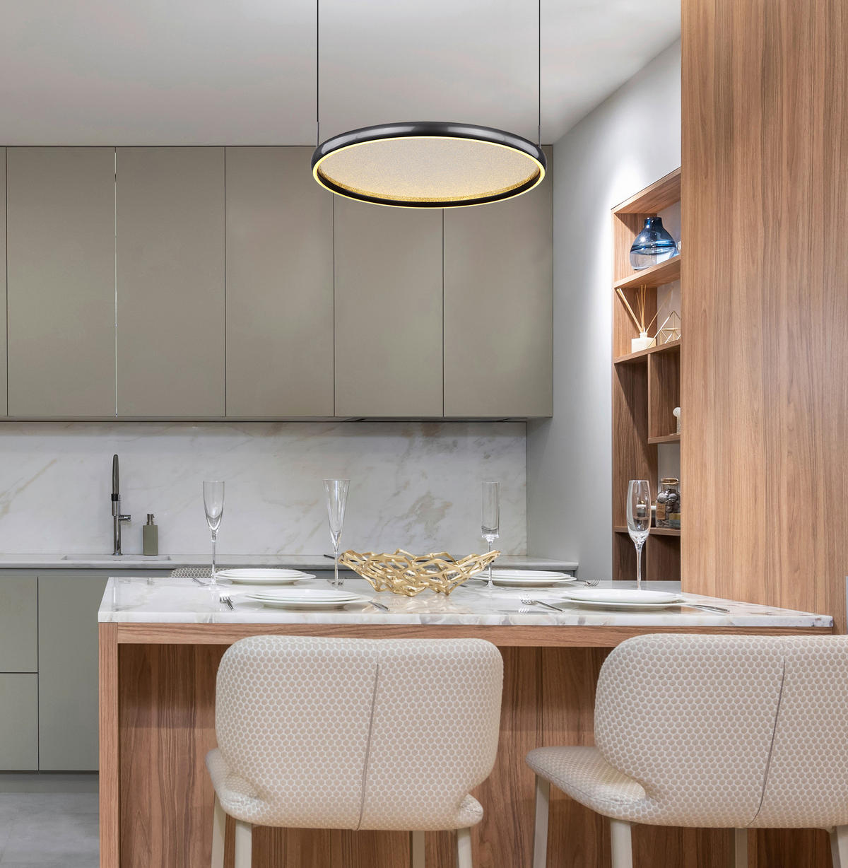 LED FÜGGŐLÁMPA 63/60/150 cm  - fekete/fehér, Design, műanyag/fém (63/60/150cm) - Globo