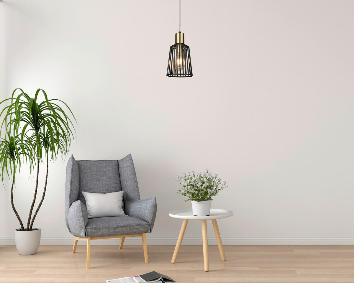 PENDELLEUCHTE Bird Cage 16/150 cm  - Messingfarben/Schwarz, Design, Metall (16/150cm)