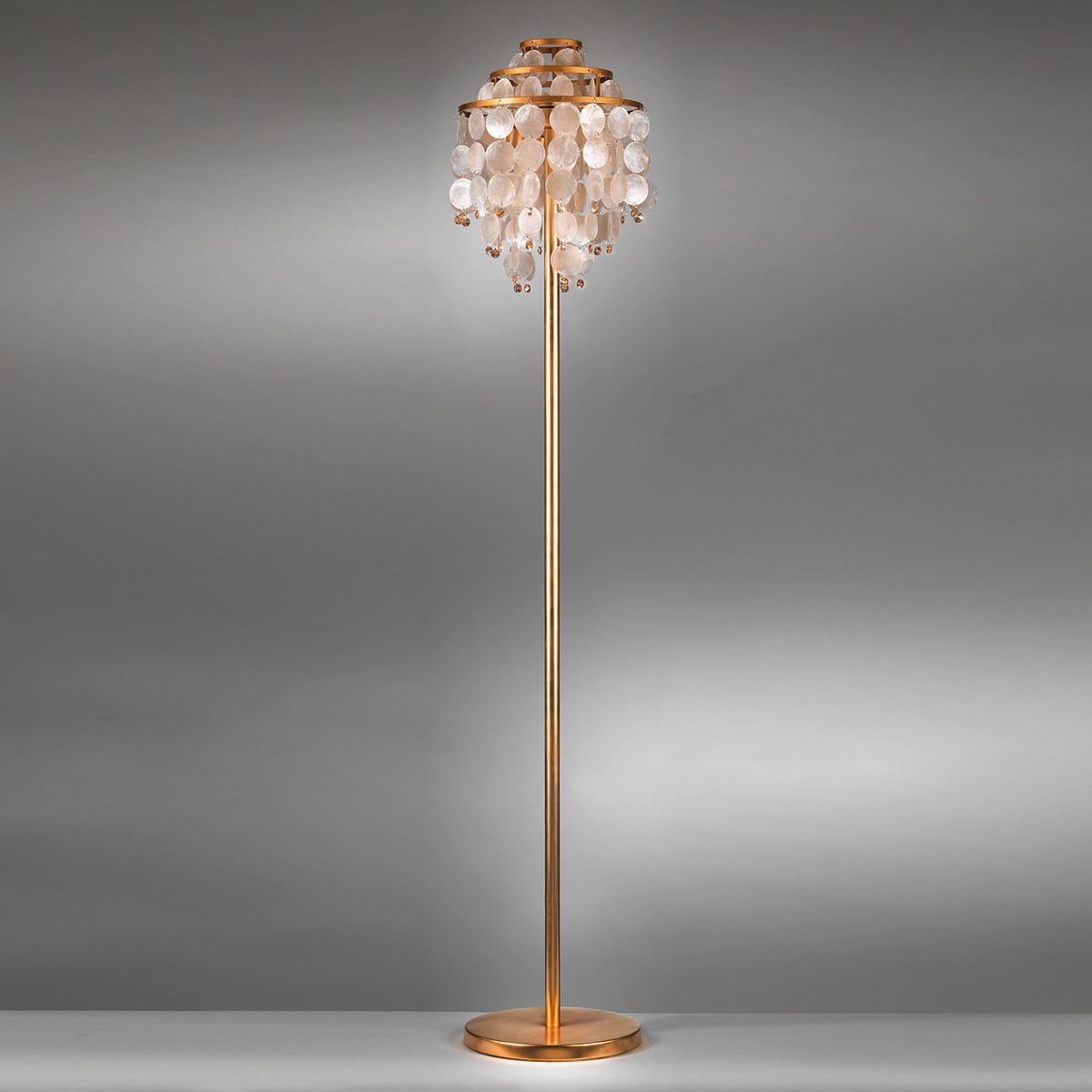 STEHLEUCHTE 30/30/167 cm    - Beige/Goldfarben, KONVENTIONELL, Naturmaterialien/Kunststoff (30/30/167cm)