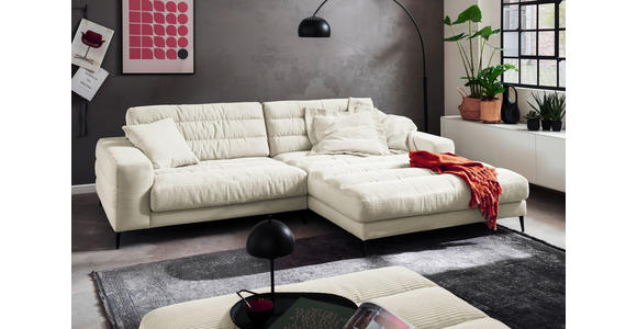 ECKSOFA in Cord Weiß  - Schwarz/Weiß, Design, Textil/Metall (296/207cm) - Dieter Knoll