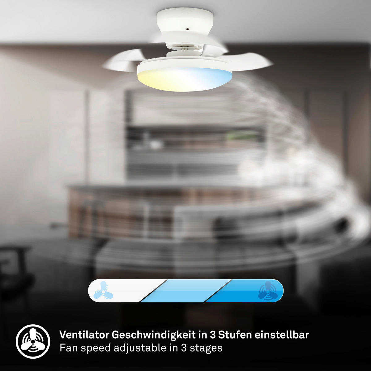DECKENVENTILATOR - Weiß, Design, Kunststoff/Metall (44/16,5cm)