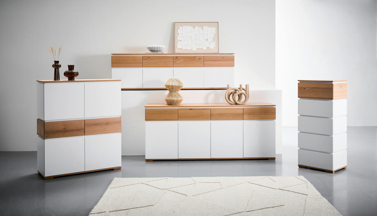 SIDEBOARD 190/80/40 cm  - Eichefarben/Weiß, KONVENTIONELL, Holz/Holzwerkstoff (190/80/40cm) - Novel