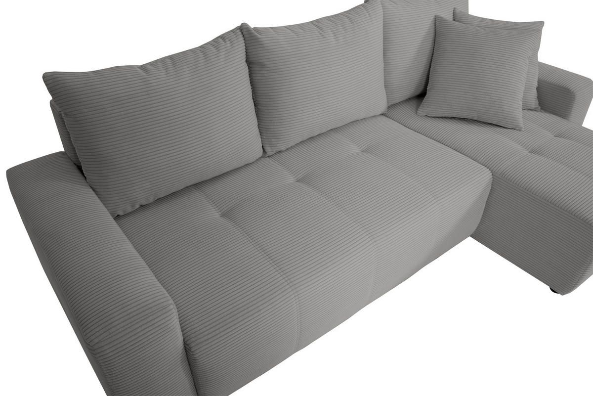 ECKSOFA in Cord Grau  - Schwarz/Grau, Design, Kunststoff/Textil (248/146cm) - MID.YOU