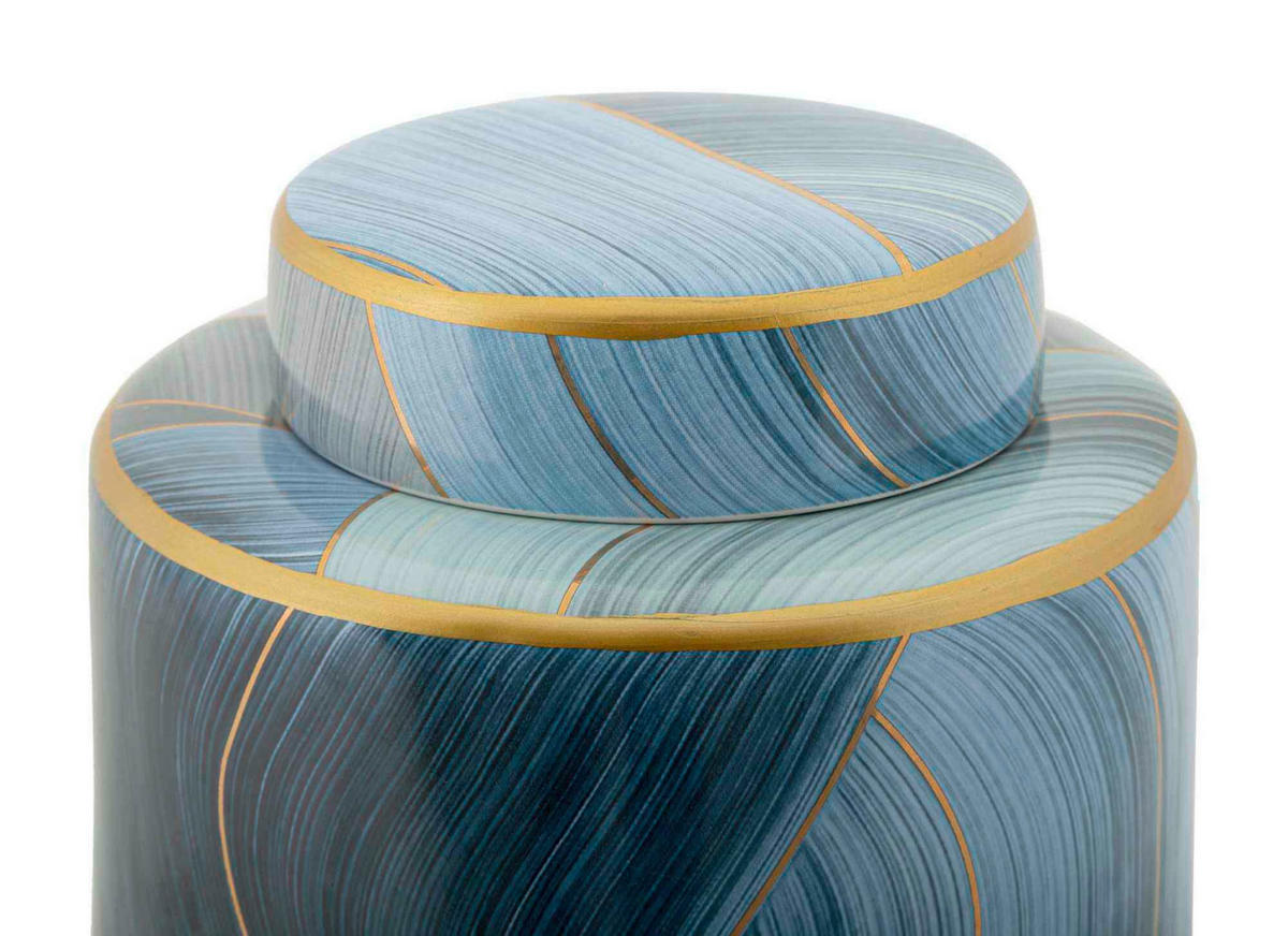 Vase Elegant  - Blau/Goldfarben, Basics, Keramik (15/34/15cm)