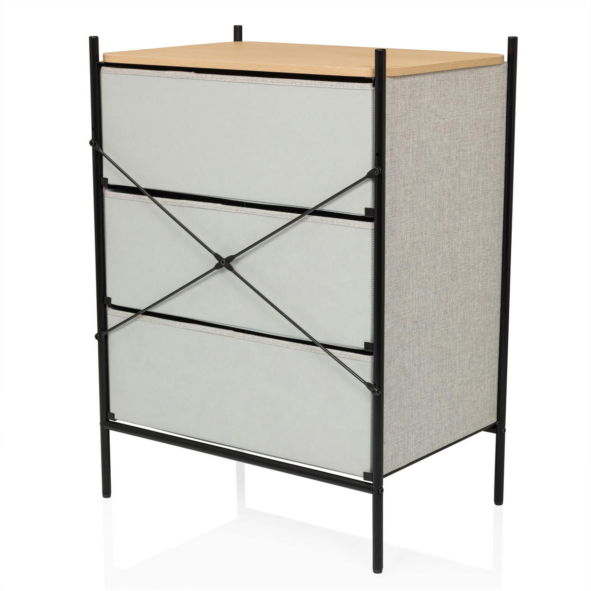 BYRÅ 58/79/39 cm  - ljusbrun/svart, Modern, metall/trämaterial (58/79/39cm) - MID.YOU