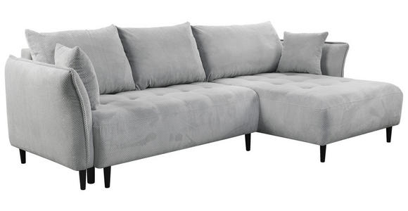 ECKSOFA in Chenille Hellgrau  - Hellgrau/Schwarz, KONVENTIONELL, Holz/Textil (290/160cm) - Carryhome