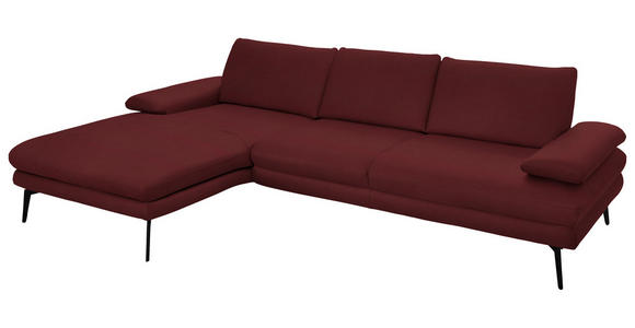 ECKSOFA in Echtleder Rot 180/310 cm - Rot/Schwarz, Design, Leder/Metall (180/310cm) - Dieter Knoll
