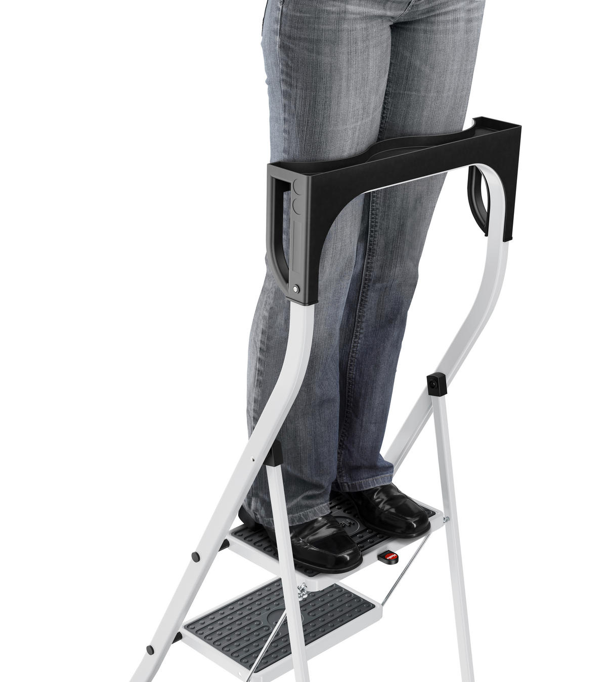 KLAPPTRITTLEITER - Schwarz/Weiß, Basics, Kunststoff/Metall (48/110/55cm) - Hailo