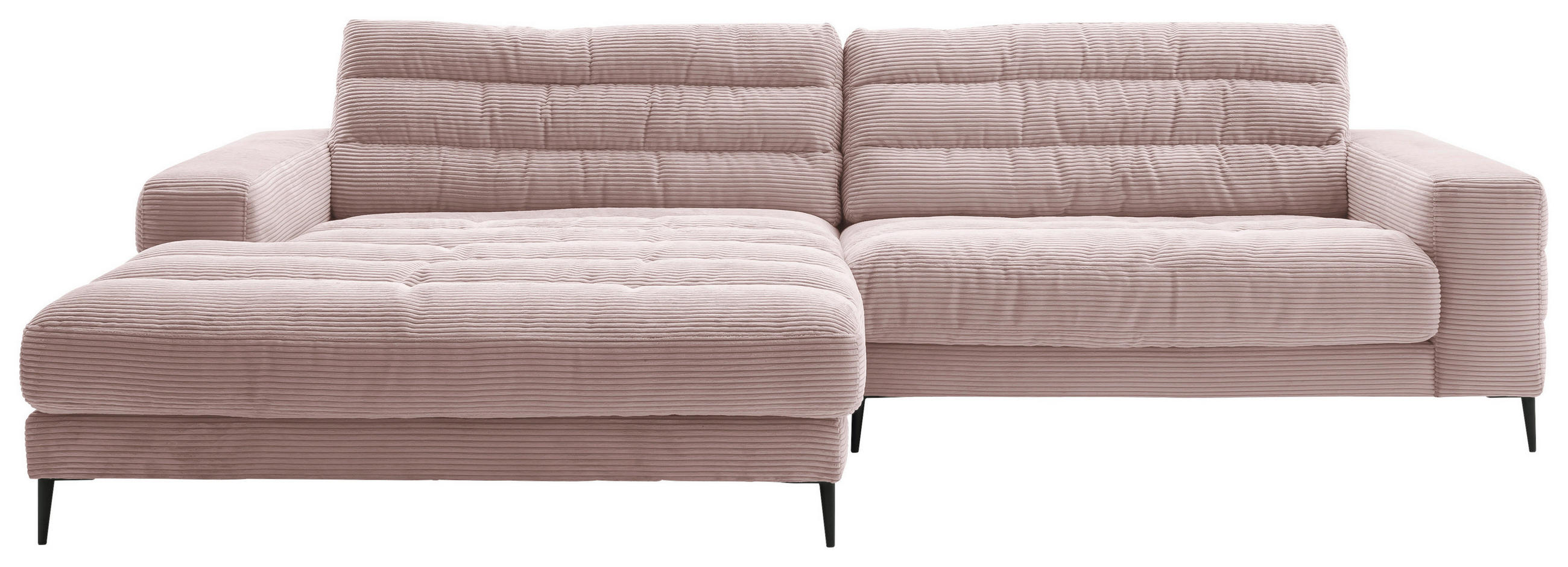 ECKSOFA Ottomane links  Rosa Cord  - Schwarz/Rosa, Design, Textil/Metall (207/296cm) - Dieter Knoll