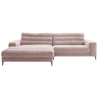 ECKSOFA Ottomane links  Rosa Cord  - Schwarz/Rosa, Design, Textil/Metall (207/296cm) - Dieter Knoll