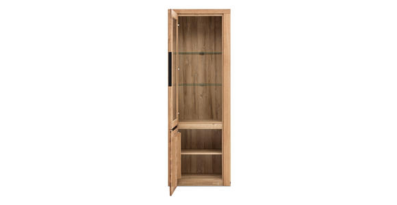 VITRINE in teilmassiv Eichefarben - Eichefarben/Schwarz, Natur, Glas/Holz (70/199/40cm) - Carryhome