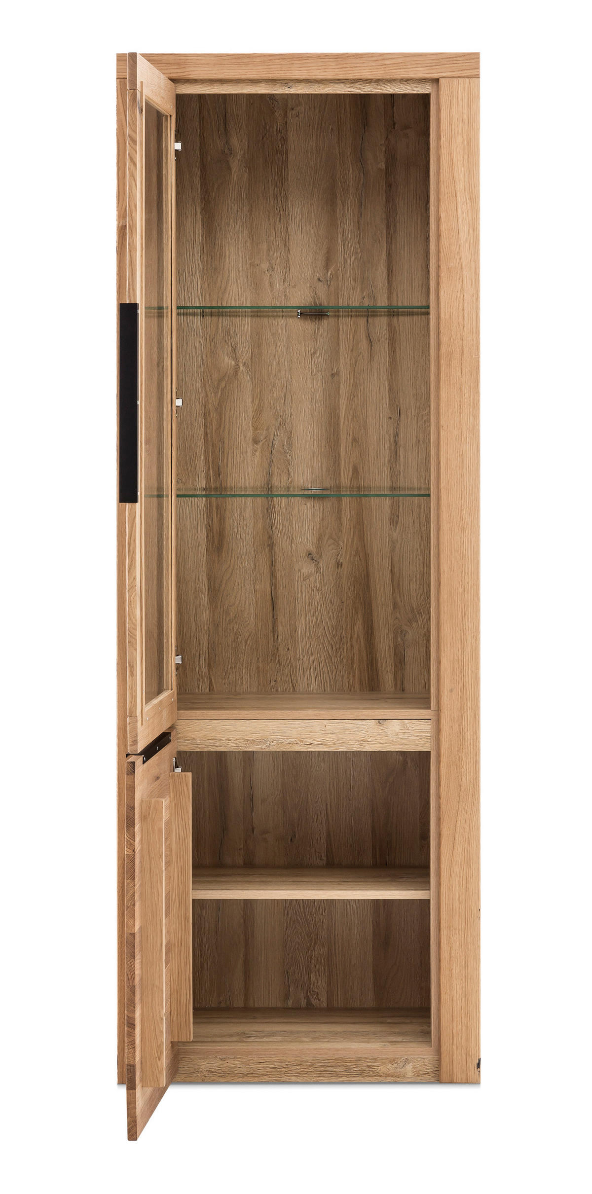 VITRINE in teilmassiv Eichefarben  - Eichefarben/Schwarz, Natur, Glas/Holz (70/199/40cm) - Carryhome