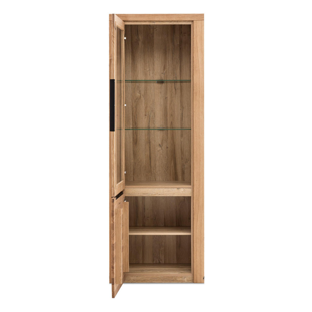 Thumbnail - Carryhome Vitrine, Eiche, Holz, Glas, teilmassiv, 3 Fächer, 70x199x40 cm, Typenauswahl, Beimöbel erhältlich, Esszimmer, ...