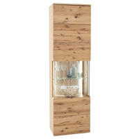 VITRINE  in furniert, teilmassiv Asteiche Eichefarben - Eichefarben/Schwarz, Design, Glas/Holz (60/208/37cm) - Livetastic