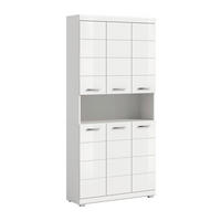 HOCHSCHRANK 90/191/31 cm  - Weiß Hochglanz/Silberfarben, Trend, Holzwerkstoff/Kunststoff (90/191/31cm) - MID.YOU