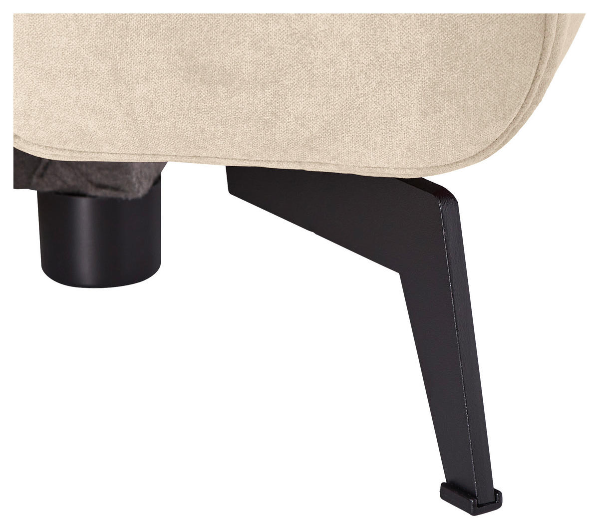 ECKSOFA in Chenille Beige  - Beige/Schwarz, Konventionell, Textil/Metall (257/275cm) - MID.YOU