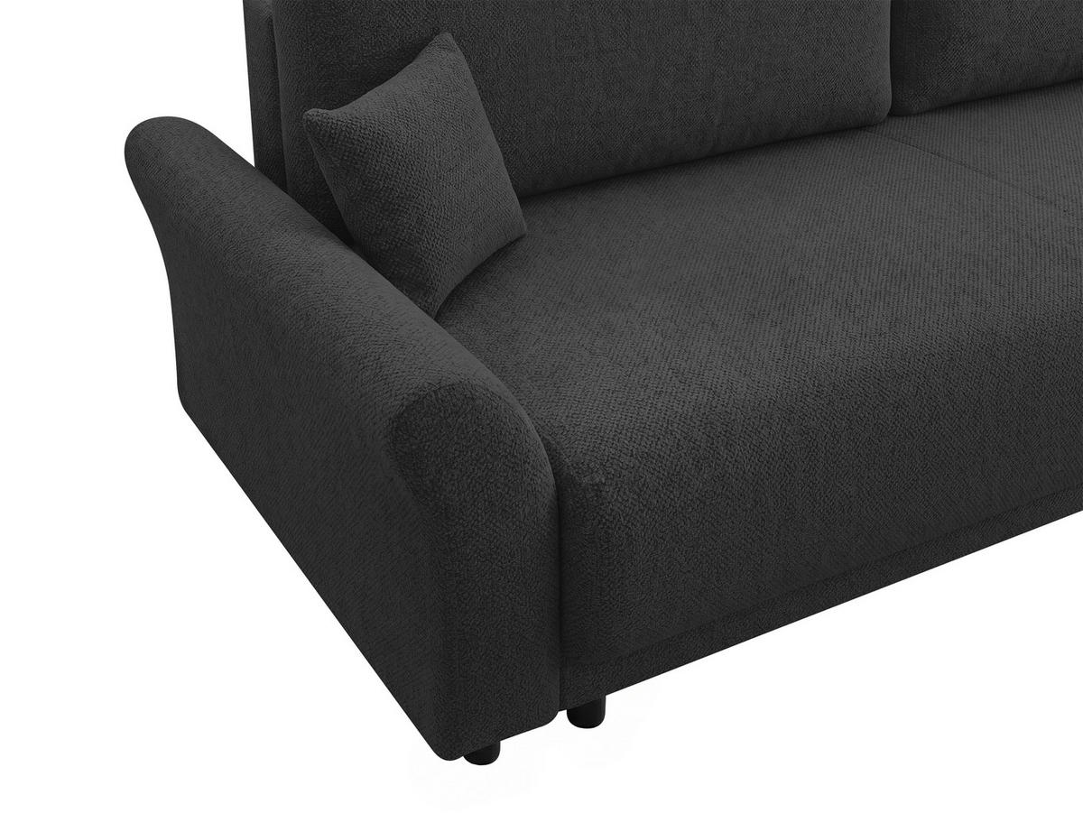 SCHLAFSOFA Flachgewebe, Struktur Schwarz  inkl. Zierkissen, Rückenkissen, Bettkasten, Schlaffunktion, Rücken echt  - Schwarz, Design, Textil (244/88/100cm) - P & B