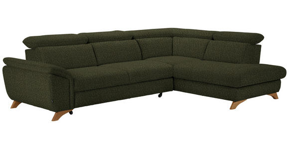 ECKSOFA in Chenille Olivgrün  - Eichefarben/Olivgrün, MODERN, Holz/Textil (287/212cm) - Valnatura