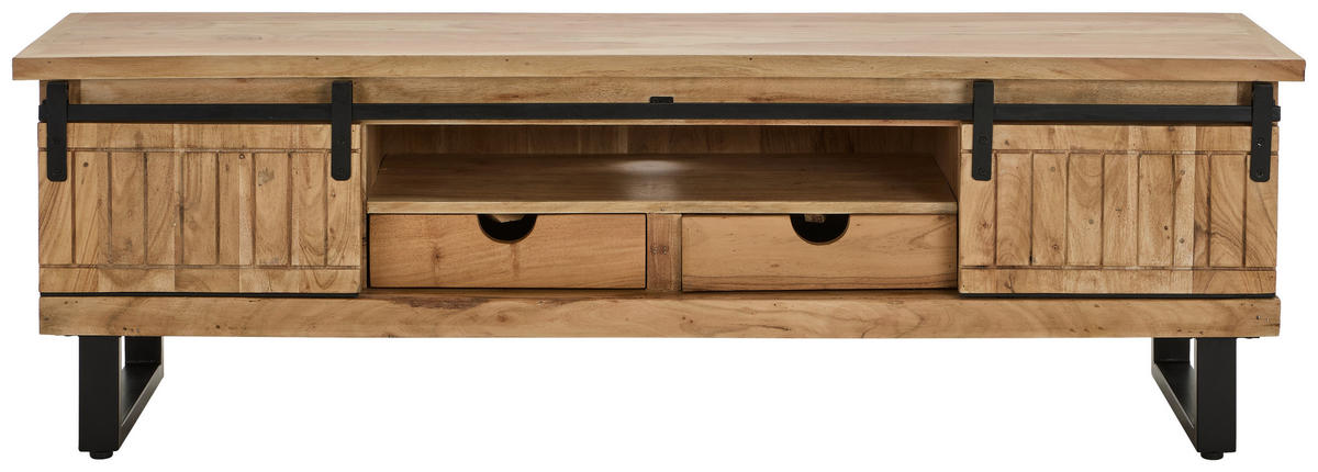 LOWBOARD Juba  in 160/50/40 cm  - Schwarz/Naturfarben, Natur, Holz/Metall (160/50/40cm) - Livetastic