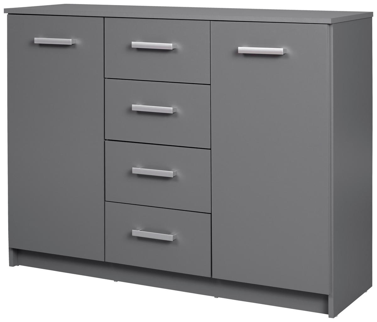 KOMMODE  in  - Silberfarben/Graphitfarben, Basics, Holzwerkstoff/Metall (119,20/40/91,5cm) - MID.YOU