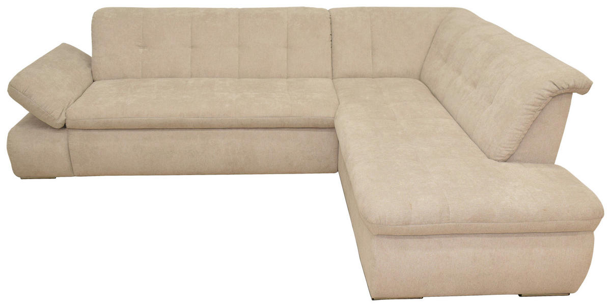ECKSOFA in Mikrofaser Beige  273/216 cm  - Chromfarben/Beige, KONVENTIONELL, Textil/Metall (273/216cm) - MID.YOU