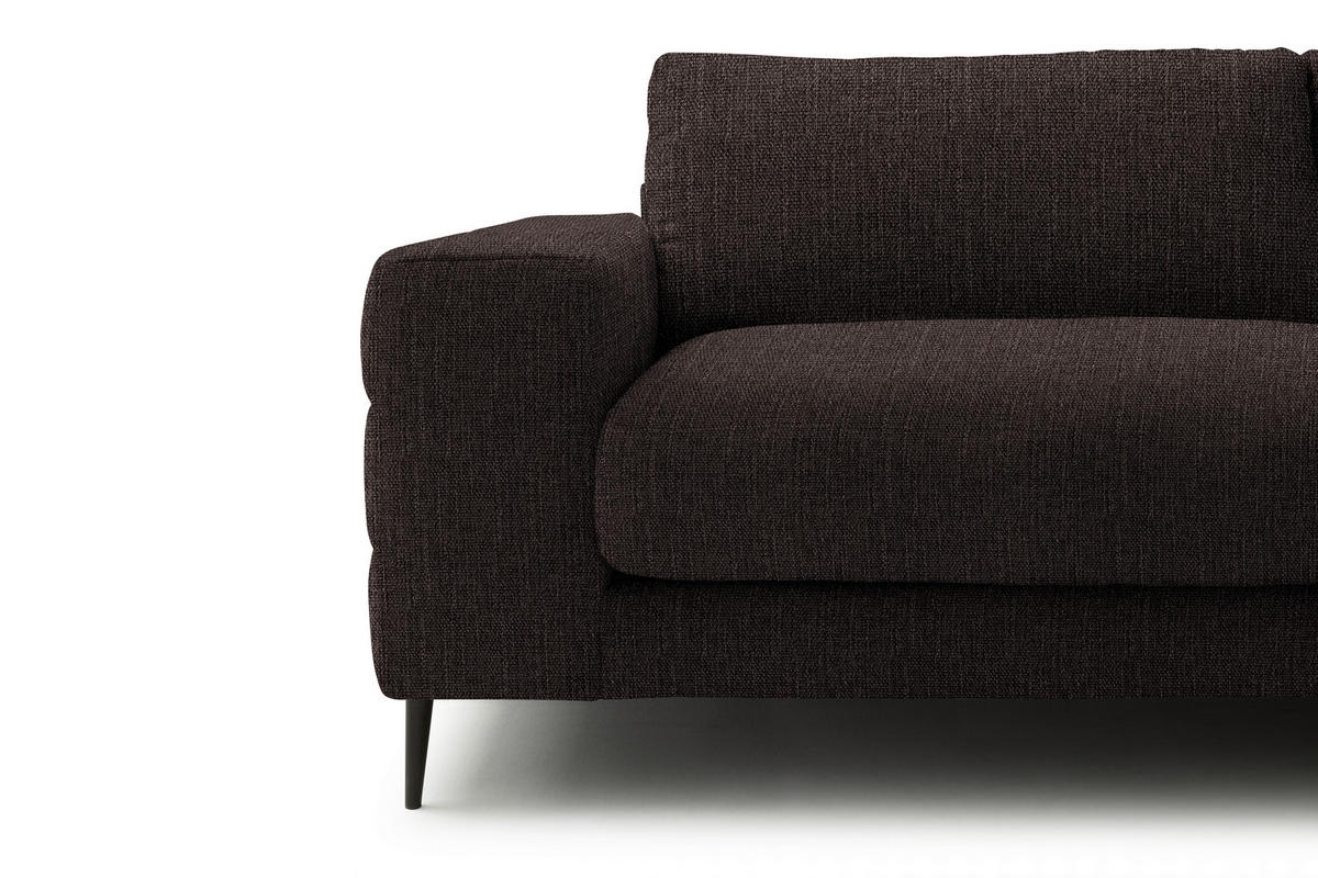 ECKSOFA in Flachgewebe Mokka  - Schwarz/Mokka, Design, Textil/Metall (253/177cm) - Dieter Knoll