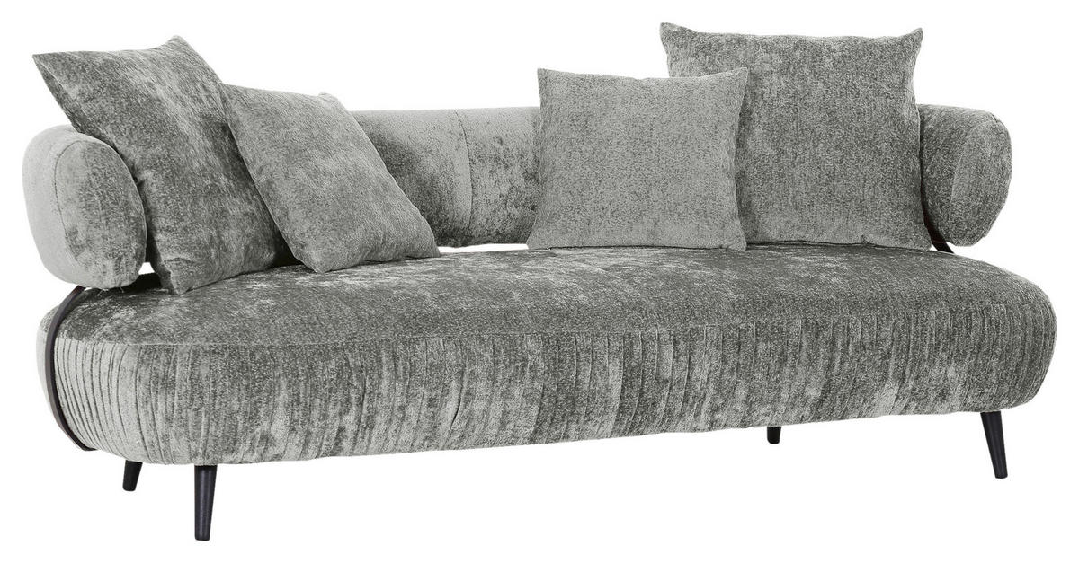 BIGSOFA in Chenille Grau  - Schwarz/Grau, Design, Holz/Textil (245/85/110cm) - Landscape