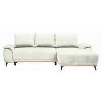 ECKSOFA in Struktur Weiss  - Weiss/Schwarz, Modern, Textil/Metall (262/168cm) - home24