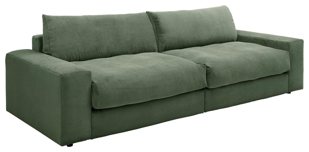 3-SITZER-SOFA KAMIL Cord Grün  - Schwarz/Grün, MODERN, Textil (298/95/122cm) - Livetastic