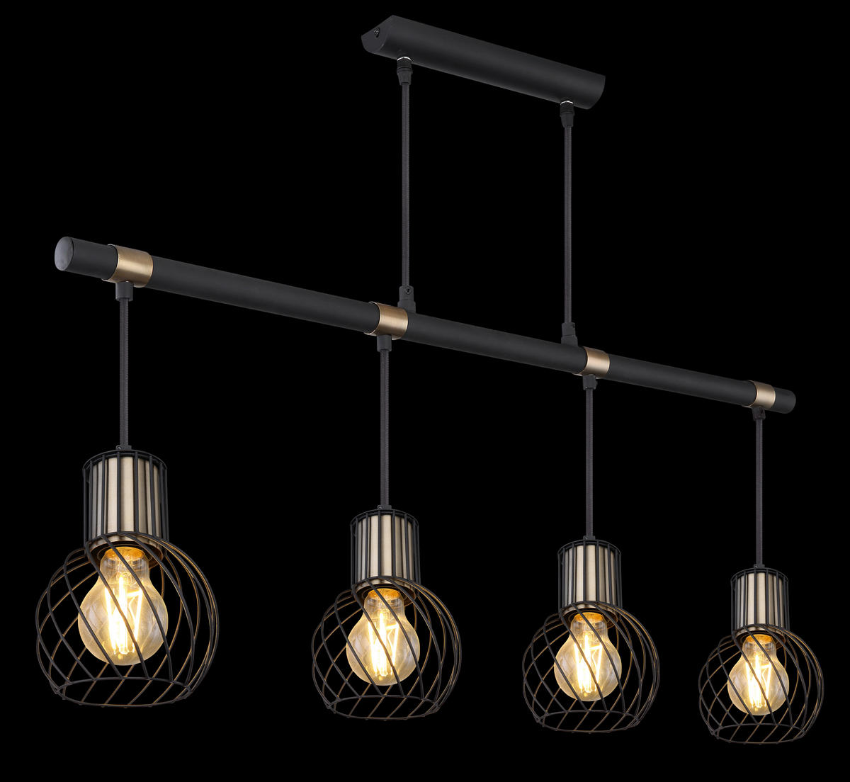 HÄNGELEUCHTE 87/12/120 cm   - Goldfarben/Schwarz, KONVENTIONELL, Textil/Metall (87/12/120cm) - Globo