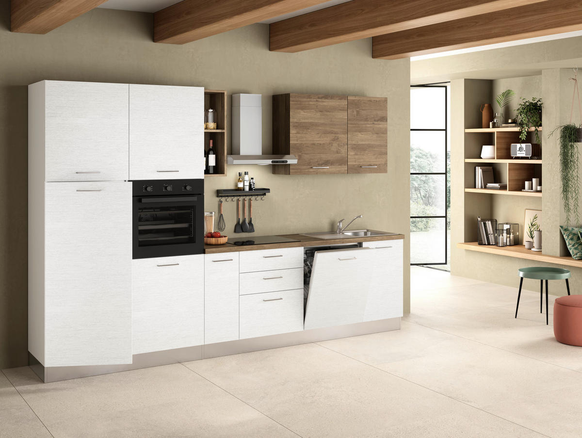 KUHINJSKI BLOK - barva oreha/barve niklja, Trendi, kovina/umetna masa (315cm) - Italstyle