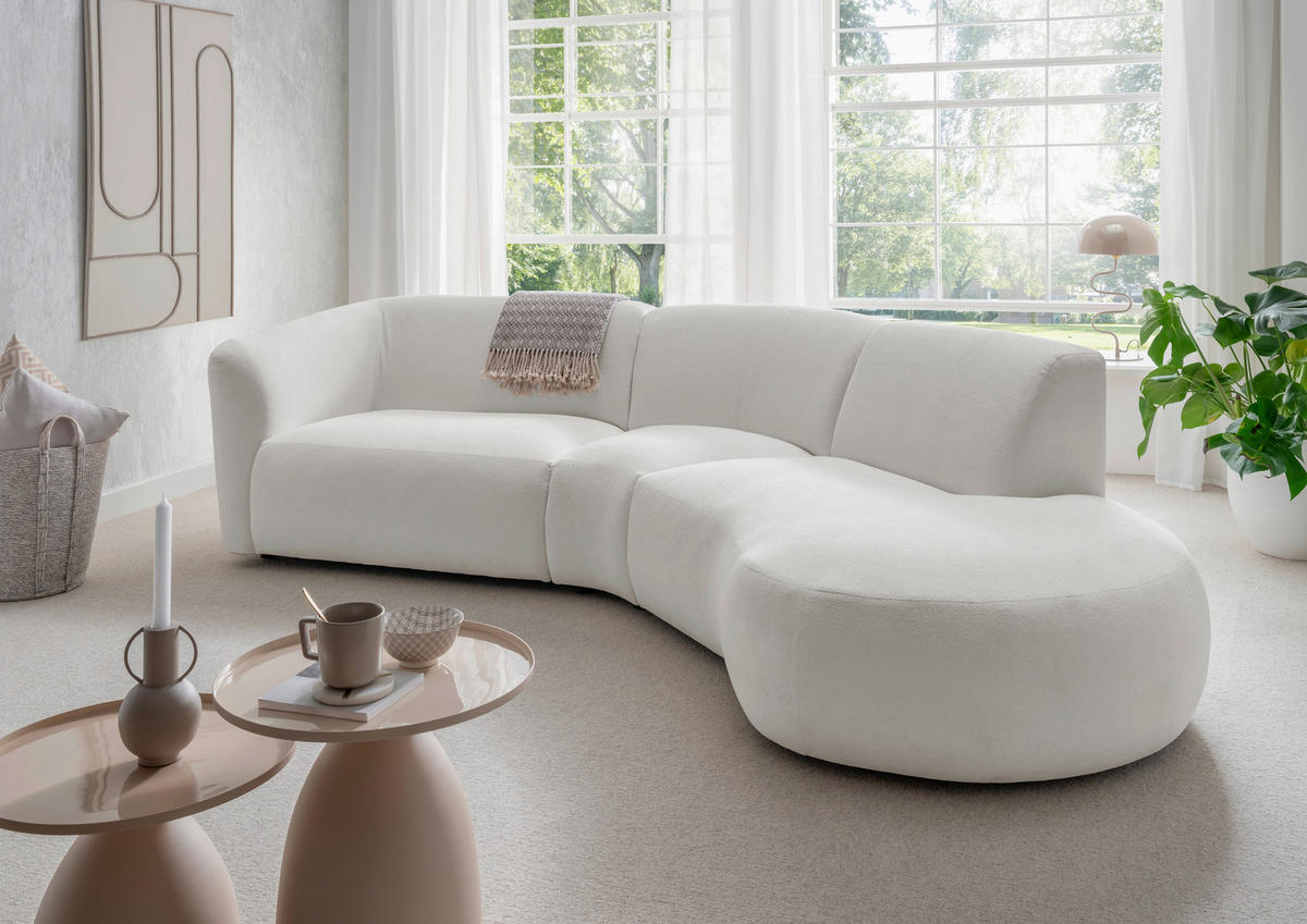 ECKSOFA in Mikrofaser Beige  - Beige/Schwarz, Modern, Kunststoff/Textil (276/182cm) - Livetastic