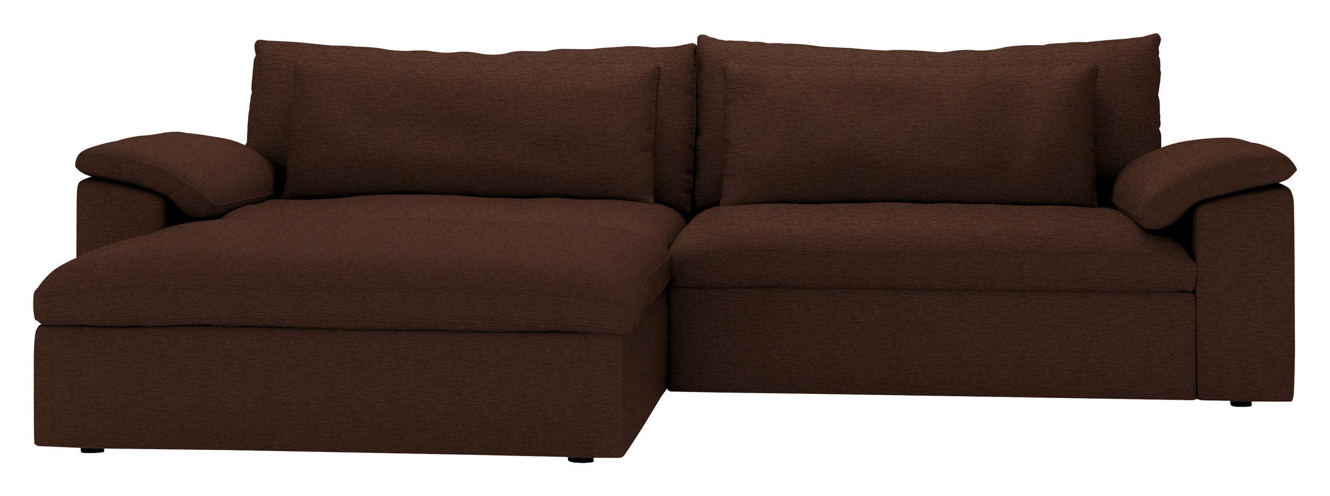ECKSOFA  Chenille Dunkelbraun  - Dunkelbraun/Schwarz, Modern, Kunststoff/Textil (198/306cm) - Carryhome
