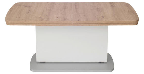 COUCHTISCH 110-180/63/53-72 cm rechteckig Weiß, Eichefarben  - Edelstahlfarben/Eichefarben, KONVENTIONELL, Holzwerkstoff (110-180/63/53-72cm) - Venda