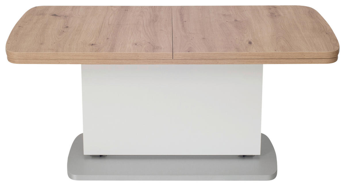 COUCHTISCH Holzwerkstoff 110-180/63/53-72 cm  - Weiss/Edelstahlfarben, Konventionell, Holzwerkstoff (110-180/63/53-72cm) - Venda