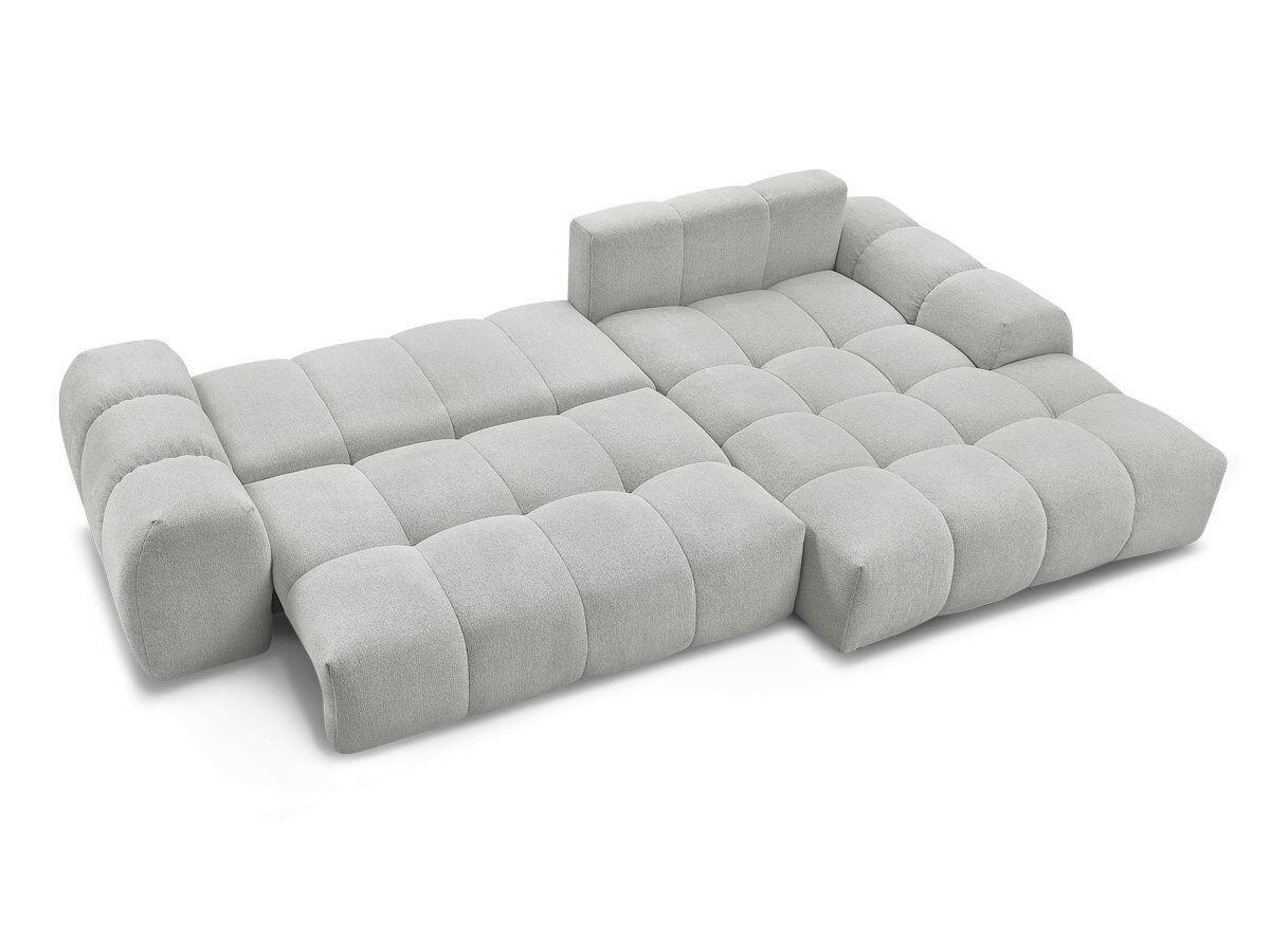 ECKSCHLAFSOFA EVEREST  mit Rücken echt, Armteil links, Armteil rechts Flachgewebe Hellgrau  - Hellgrau/Schwarz, MODERN, Kunststoff/Textil (318/180cm) - Livetastic