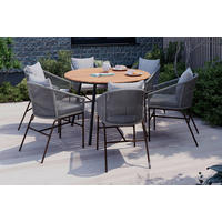 GARTENTISCH  - Schwarz/Teakfarben, MODERN, Holz/Metall (110/75/110cm) - Ambia Garden