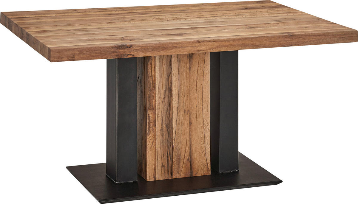 ESSTISCH Eiche massiv rechteckig Schwarz, Eichefarben  - Eichefarben/Schwarz, KONVENTIONELL, Holz/Holzwerkstoff (140/90/75cm) - Moderano