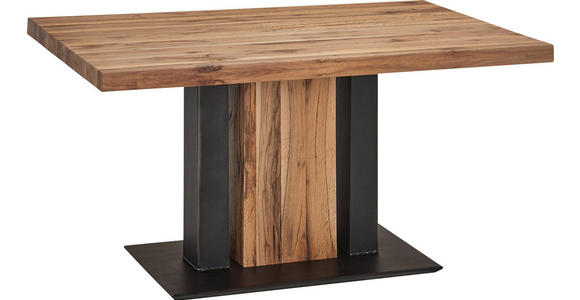 ESSTISCH Eiche massiv rechteckig Schwarz, Eichefarben - Eichefarben/Schwarz, KONVENTIONELL, Holz/Holzwerkstoff (140/90/75cm) - Moderano