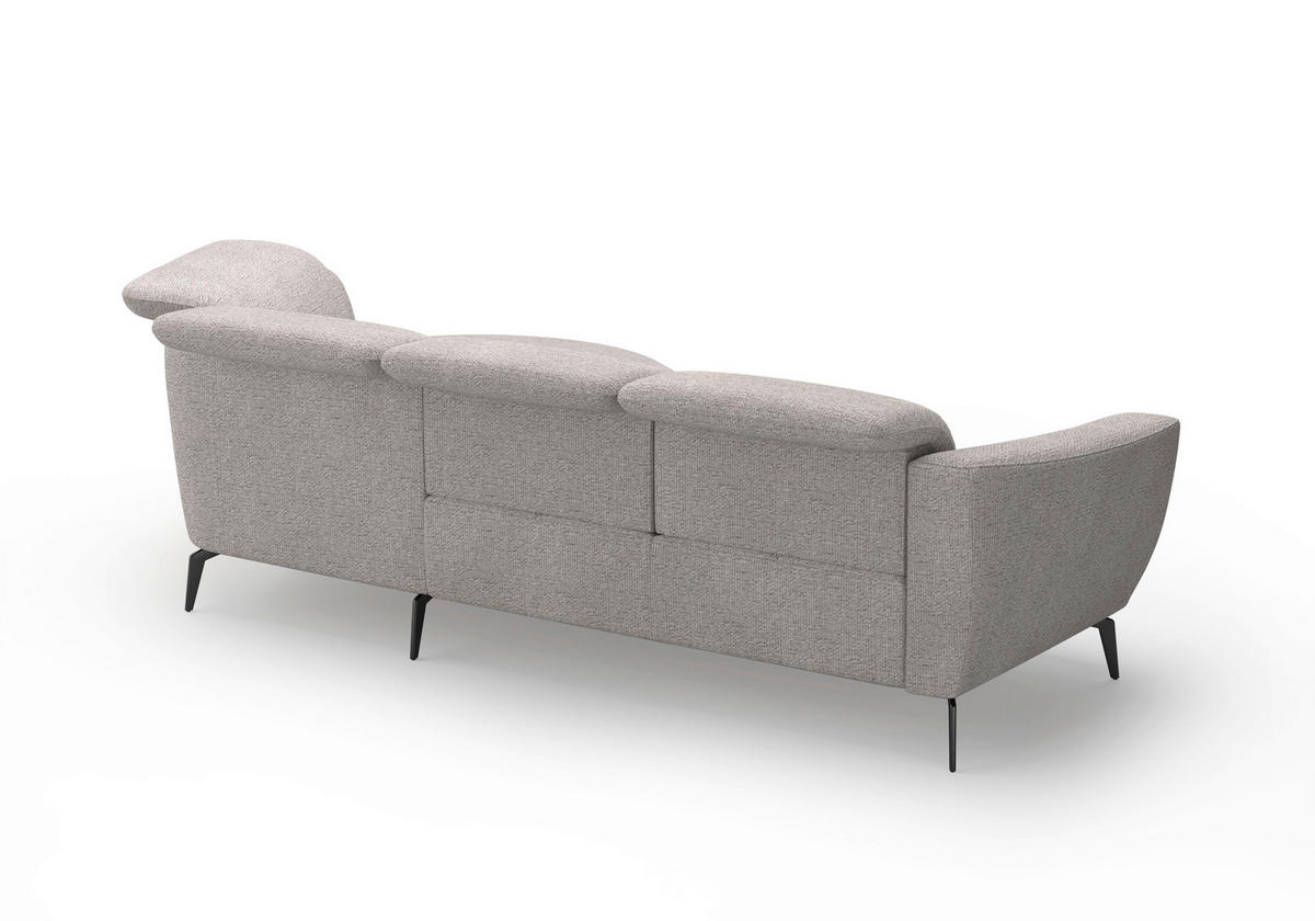 ECKSOFA ZOE E Silberfarben Chenille  - Silberfarben/Schwarz, KONVENTIONELL, Textil/Metall (309/199cm) - Sit & More