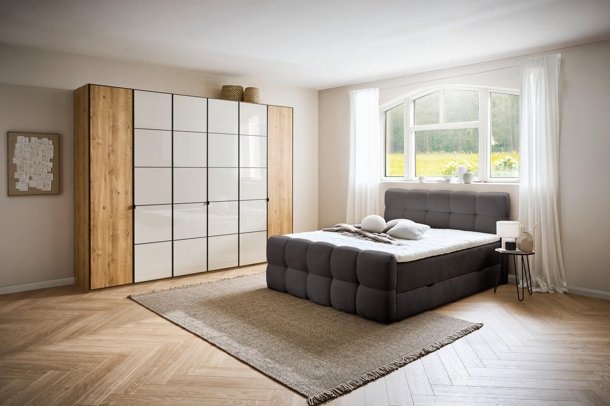 BOXBETT 160/200 cm  in Anthrazit  - Anthrazit/Schwarz, Design, Holz/Kunststoff (160/200cm) - Moderano
