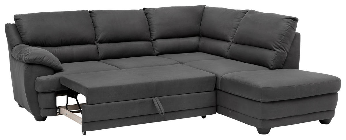 ECKSOFA in Mikrofaser Anthrazit  - Anthrazit/Schwarz, Design, Kunststoff/Textil (245/225cm) - Livetastic