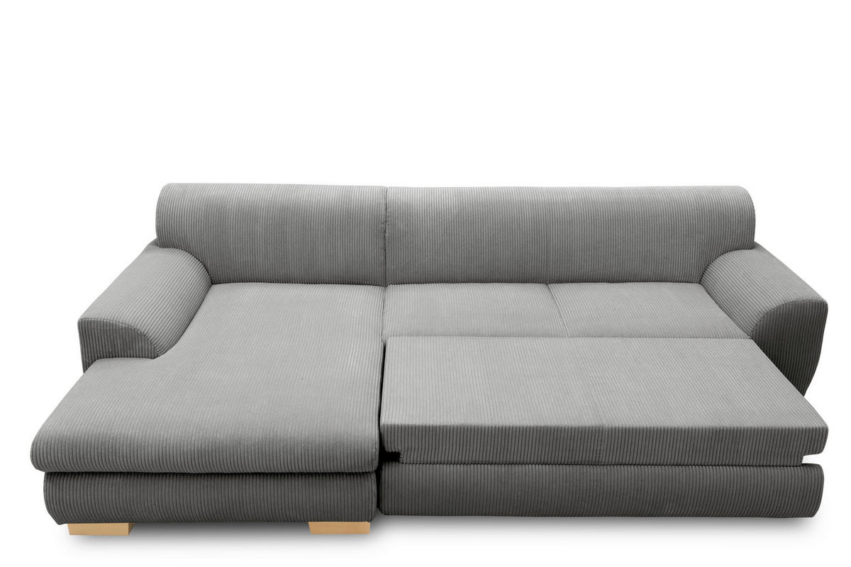 ECKSCHLAFSOFA NIKA Grau Webstoff  - Silberfarben/Grau, Basics, Holz/Textil (277/156cm) - MID.YOU