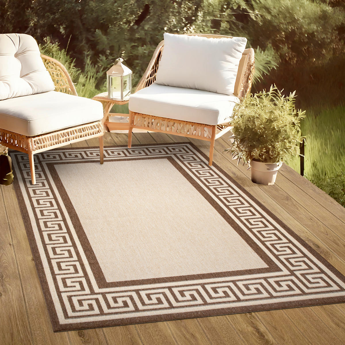 OUTDOORTEPPICH 200/290 cm Braun, Creme  - Creme/Braun, Design, Kunststoff (200/290cm) - Novel