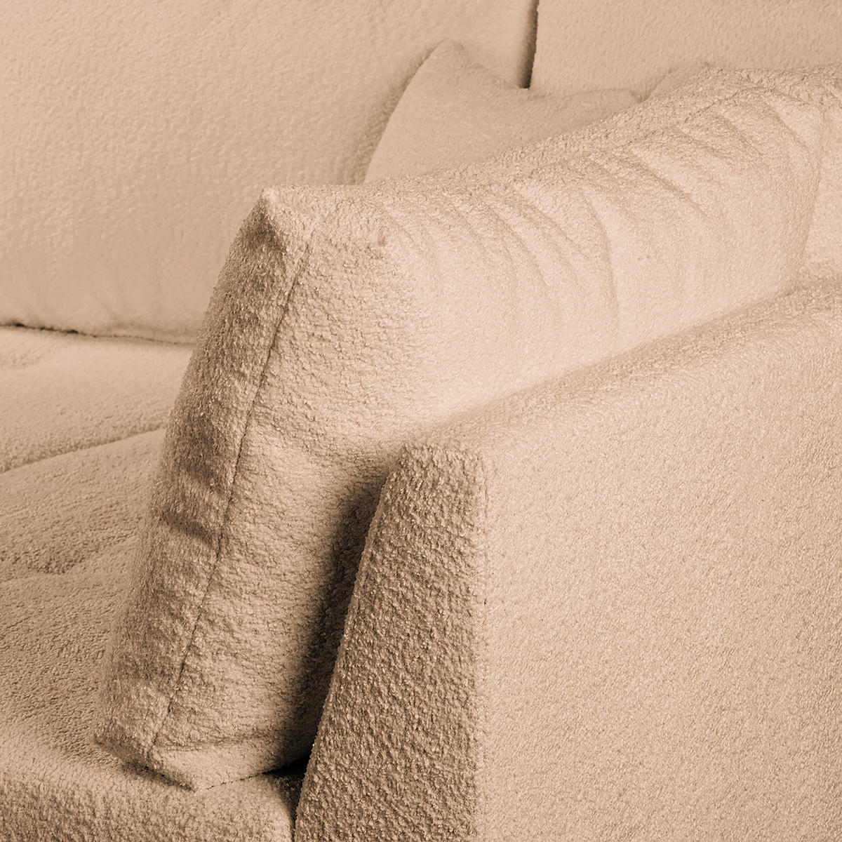 ECKSOFA Ariella Beige Bouclé  - Beige/Naturfarben, Design, Holz/Textil (231/161cm) - Livetastic