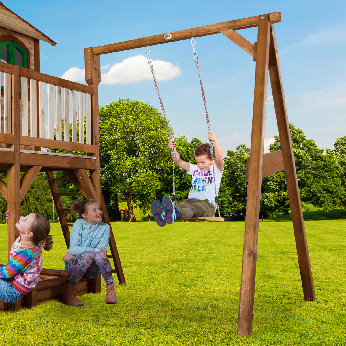 SPIELTURM 541/291/277 cm  - Weiss/Braun, Konventionell, Holz/Kunststoff (541/291/277cm)
