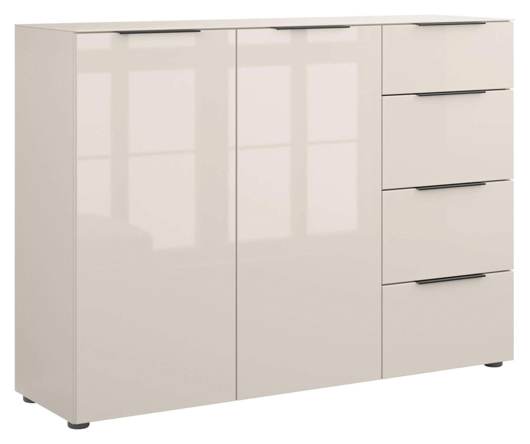 SIDEBOARD Style 135/99/40 cm 4 Schublade(n)  - Kaschmir/Schwarz, Basics, Glas/Holzwerkstoff (135/99/40cm)