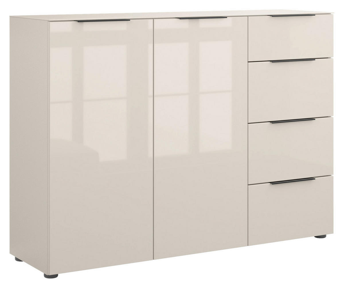 SIDEBOARD Style 135/99/40 cm 4 Schublade(n)  - Kaschmir/Schwarz, Basics, Glas/Holzwerkstoff (135/99/40cm)