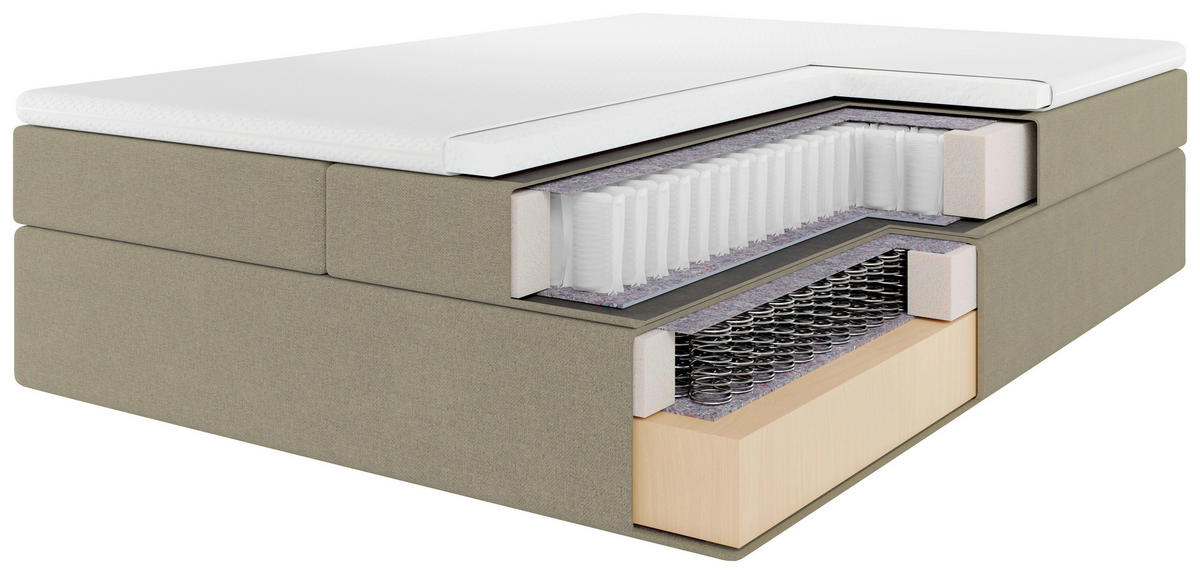 BOXSPRINGBETT 160/200 cm  in Beige  - Beige/Schwarz, MODERN, Karton/Holz (160/200cm) - MID.YOU