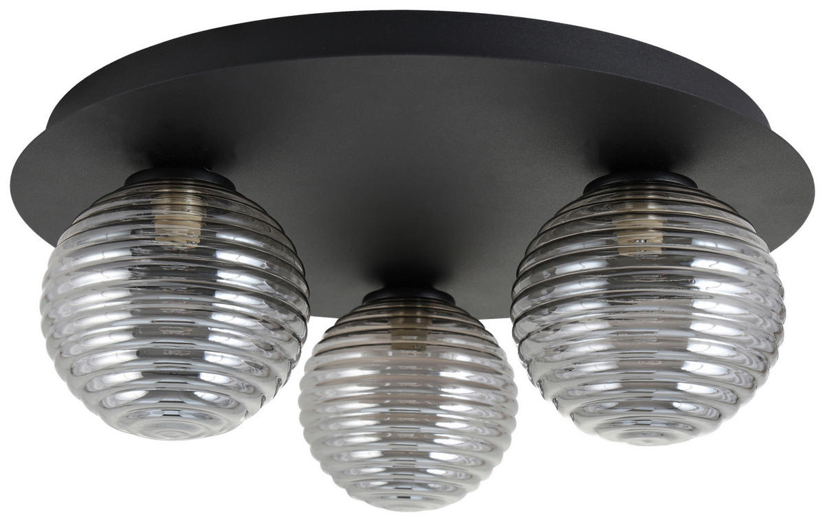 DECKENLEUCHTE  38/15 cm    - Schwarz, Trend, Glas/Metall (38/15cm) - Novel